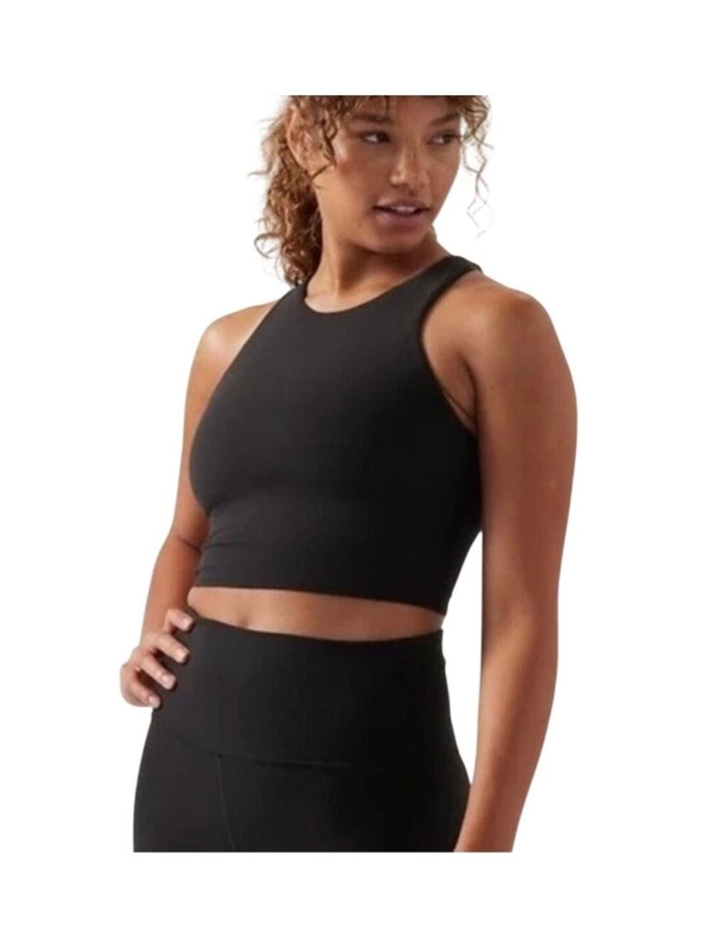 Athleta Conscious Crop Top Tank Solid Black Athletic Sports Bra Womens 1X